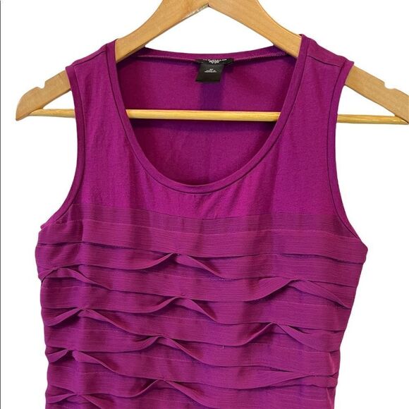 ANN TAYLOR Petites Purple Ruffle Scoop Neck Wide Strap Dressy Tank Top SP - Picture 2 of 8